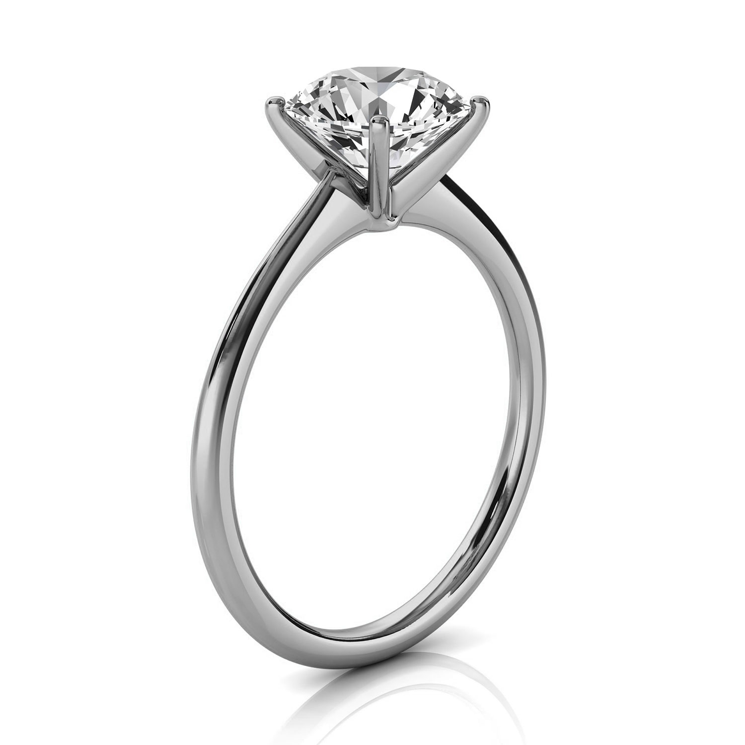 14K White Gold Reli Delicate 1.6 MM Solitaire Ring